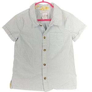 Tommy Bahama Boys 6 Blue Seersucker Stripe Button Up Short Sleeve Shirt Resort